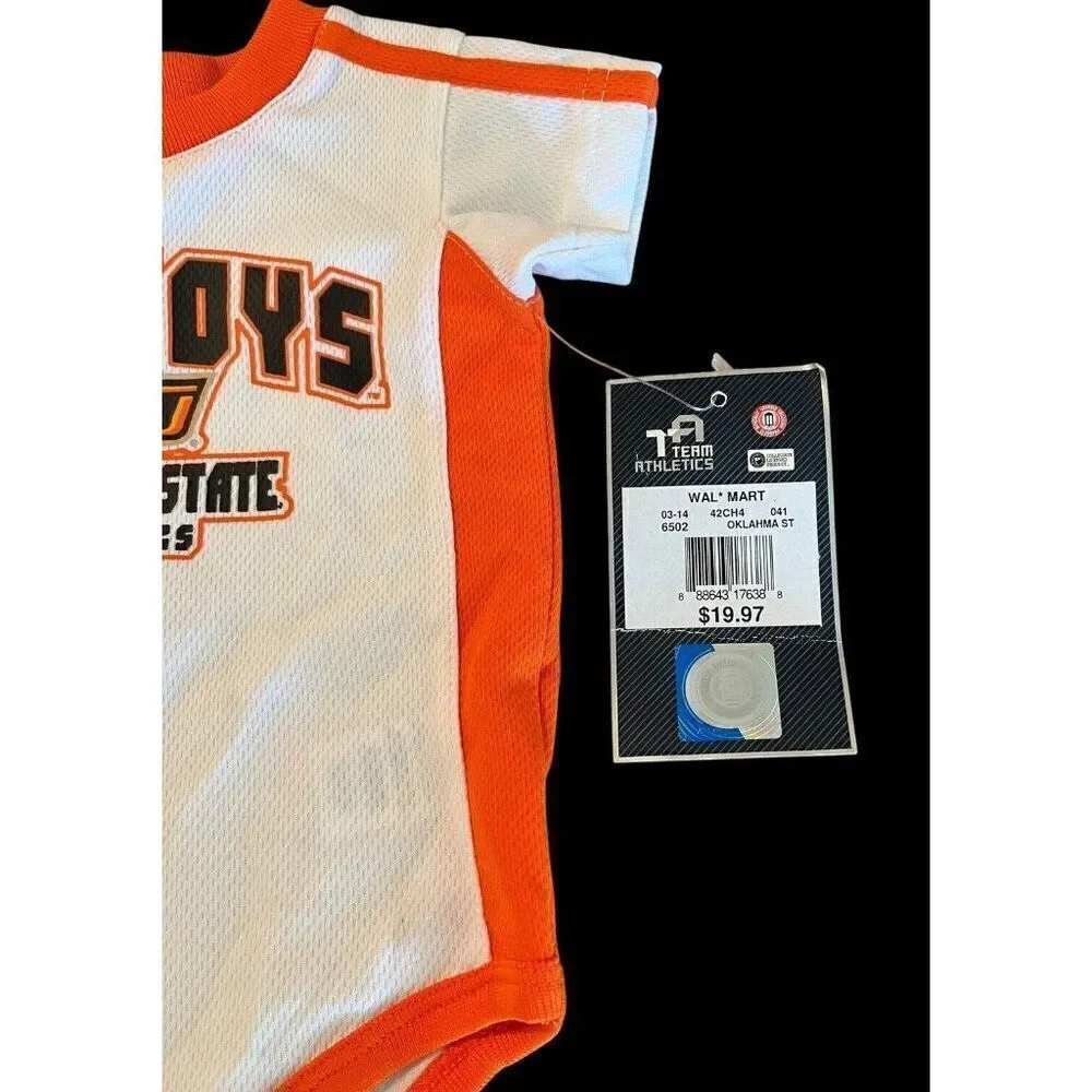 Oklahoma State Cowboys Baby 0 - 3 Months Newborn Orange One Piece Outfit NWT